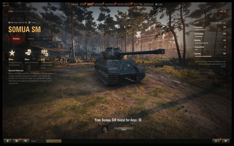 Hệ thống xe tăng đa dạng của game World of Tanks